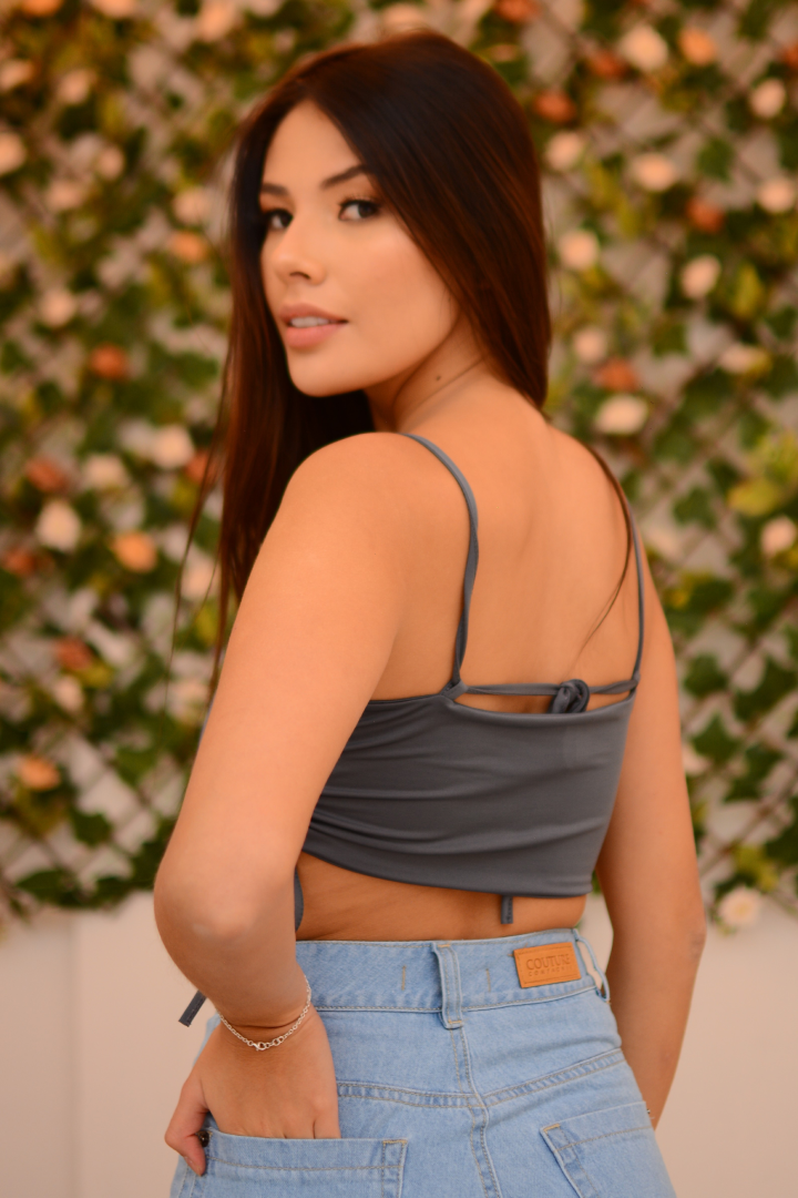 Crop Cordon Lateral Gris