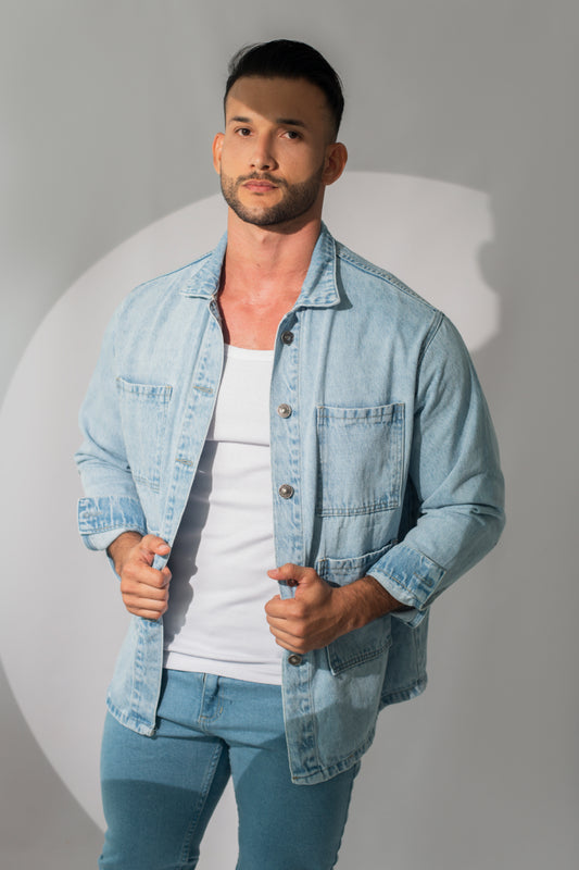 Sobrecamisa Hombre Azul Hielo